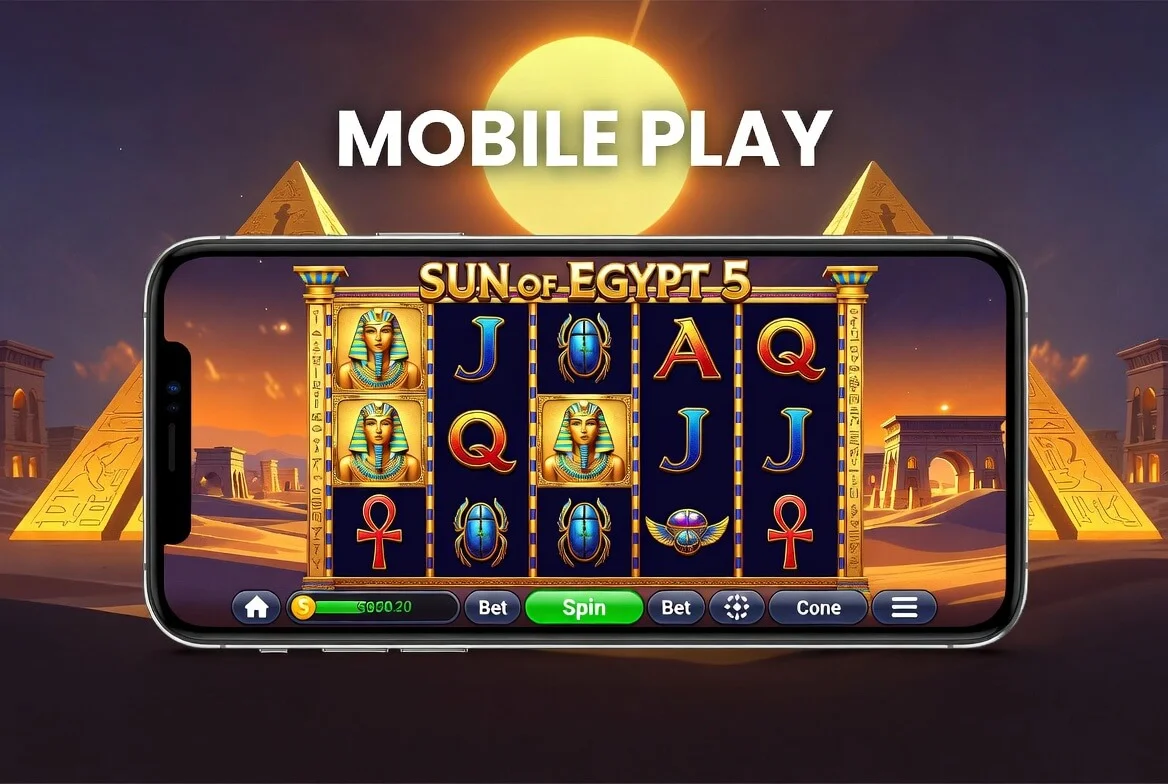 Sun of Egypt 5 на мобильном — приложение SpinBetter на смартфоне